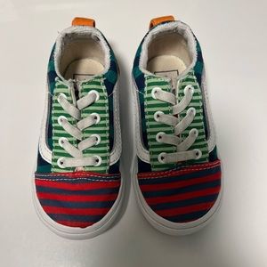 Vans Old Skool Skate Shoe - Toddler - Stripe-Block / Multicolor